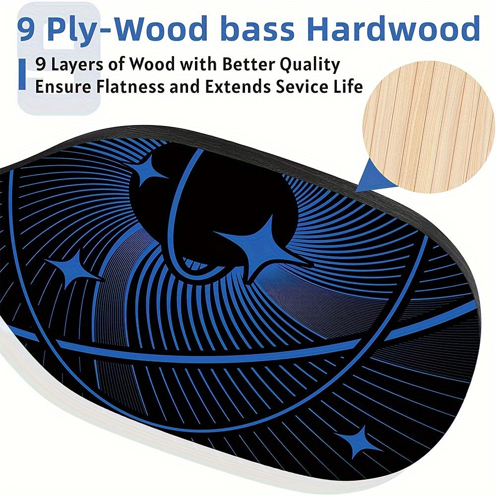 Wooden Pickleball Paddle Set with 4 Rackets, 4 Balls, Towels & Bag