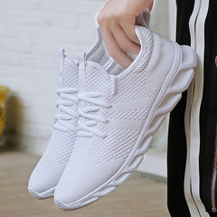 Women's Leisure Knit Material Low Top Sneakers Lightweight Lace Up Sport Shoes