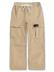 Kids Wide Leg Cargo Pants w/ Drawstring & Pockets