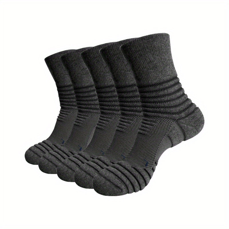 5Pairs Outdoor Basketball Socks for Men Running Training