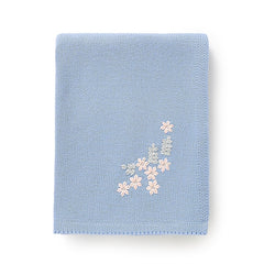 Soft Knitted Baby Blanket Acrylic Jacquard Floral Embroidery Beige