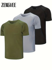 Zengvee Men's Moisture Wicking Workout Shirts - Athletic Fit Crew Neck