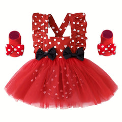 Cosplay Baby Girls Dress Set with Bow Hairband Socks - Birthday Party Dress