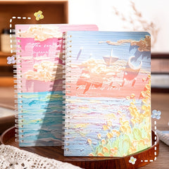 4pcs A5 Coil Book Landscape Painting Art Notebook Stationery Diary