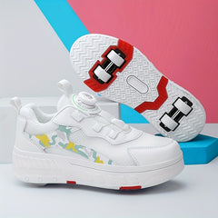 Adjustable Roller Skates for Girls and Boys with Rotating Button