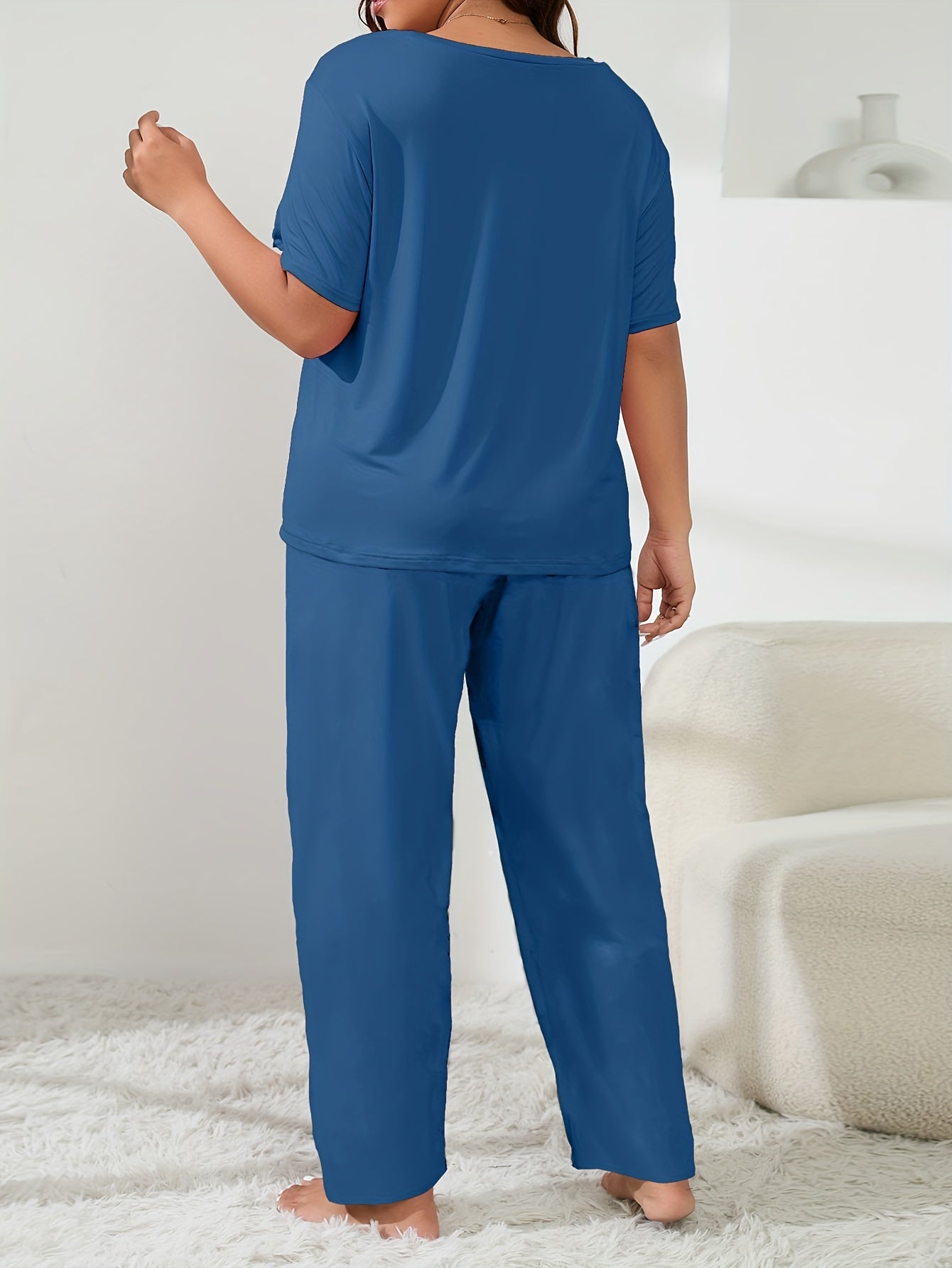 Slogan Print Tee & Pants Pajama Set