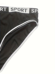 5pk Plus Size Panties Set Women's Contrast Letter Tape Mid Waisted Panties 5pcs