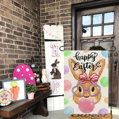 Easter Bunny Garden Flag Double Sided Burlap Small Yard Decoration