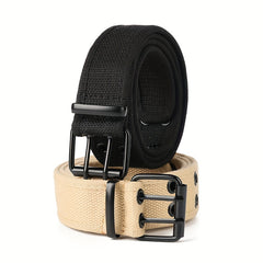 Canvas Belt Double Pin Buckle Men Women Casual Jeans Belt