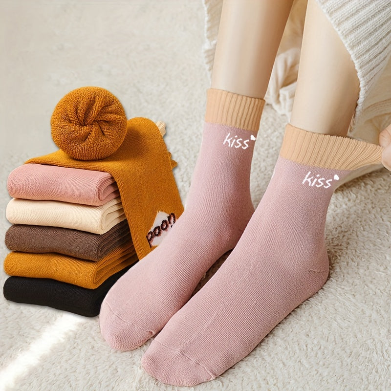 5 Pairs Letter Print Mid Tube Socks for Women