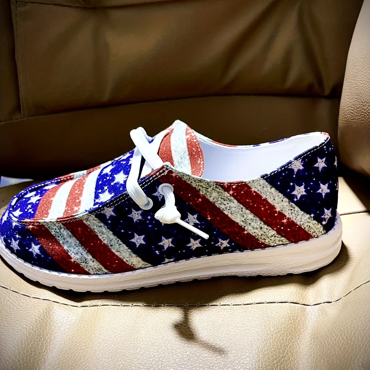 Women's Star & Striped Canvas Shoes Lace Up Lightweight Outdoor Shoes