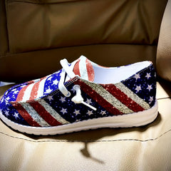 Women's Star & Striped Canvas Shoes Lace Up Lightweight Outdoor Shoes