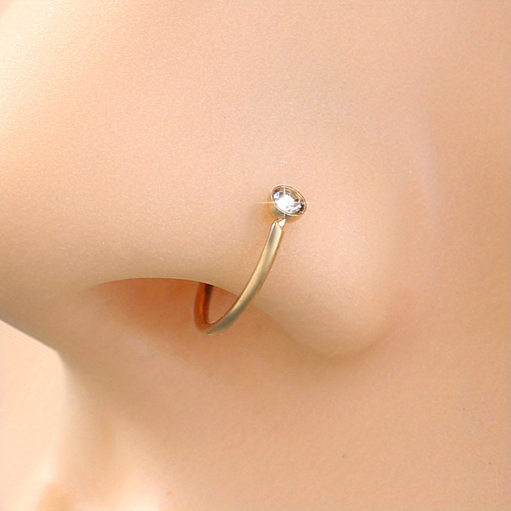 Zircon Nose Ring Stainless Steel Cartilage Body Piercing Jewelry
