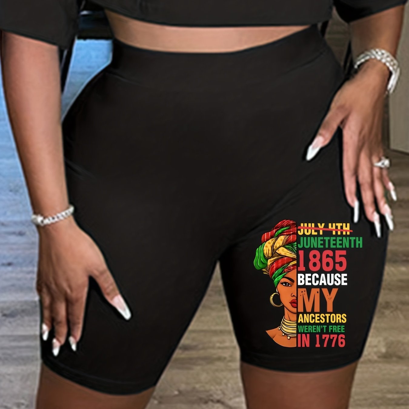 Juneteenth High Rise Figure Print Biker Shorts