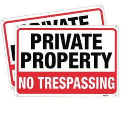 2pcs Private No Trespassing Sign Metal Rust Aluminum 10x7 Inch