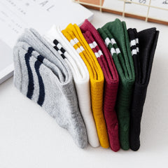 Casual Striped Cotton Mid Tube Socks for Women