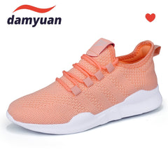 Women's Breathable Knit Sneakers Low Top Lace Up Solid Casual Shoes