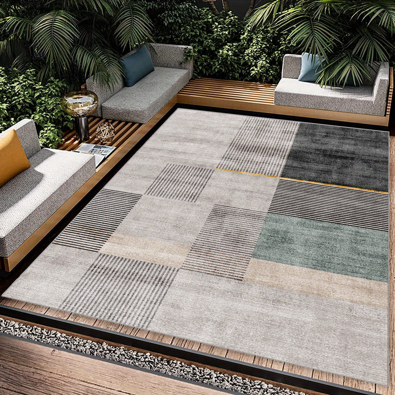 Modern Boho Area Rug Geometric Pattern Non Slip Washable Large Carpet