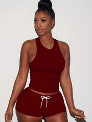 Casual Tank Top & Shorts Set Women's Outfit