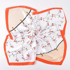 Flower Print Bandana Classic Silk Square Scarf Necke...