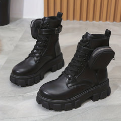 Women's Lace-Up Ankle Combat Boots Outdoor Non-Slip Short Boots