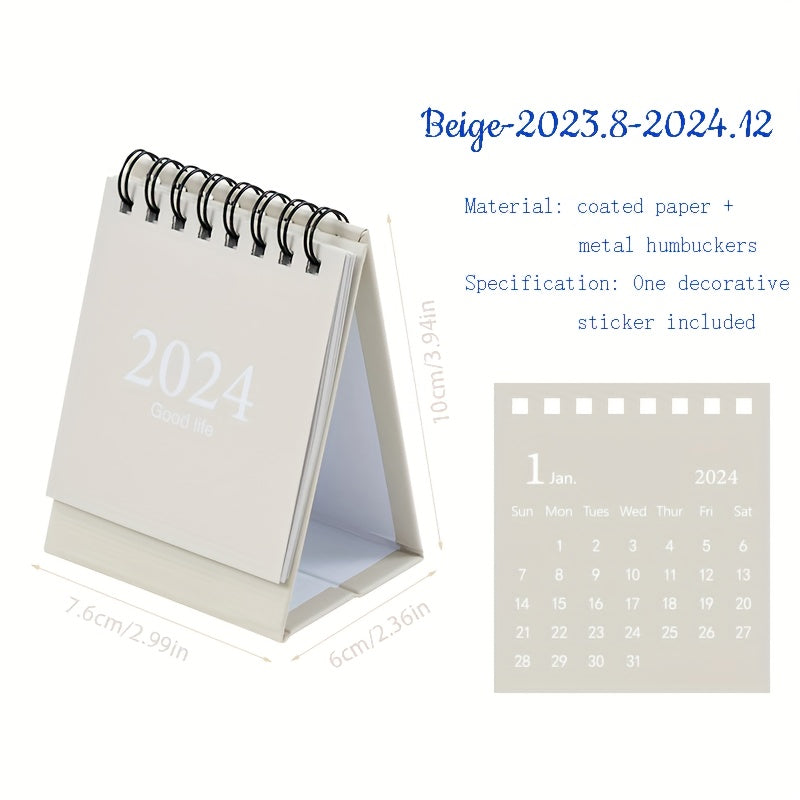 Mini Desk Calendar w/ Stickers 17 Months Home Office School