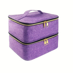 Travel Makeup Bag Double Layer Cosmetic Nail Polish & Essential Oil Storage
