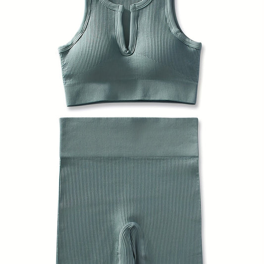 Ribbed Workout Set: Tank Top & Leggings for Women