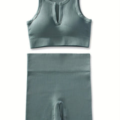 Ribbed Workout Set: Tank Top & Leggings for Women