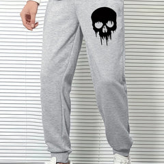 Men s Skull Print Sports Pants Drawstring Jogging Trousers