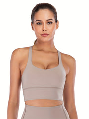 Square Neck Wide Strap Sports Bra for Yoga