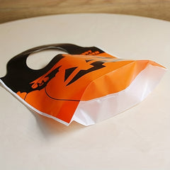 50pcs Halloween Party Gift Bag Plastic Goodie Candy Bag Pumpkin Candy Bag