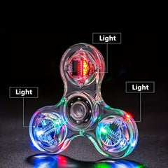 LED Light Up Fidget Spinner Transparent Stress Relief Hand Toy for Kids & Adults