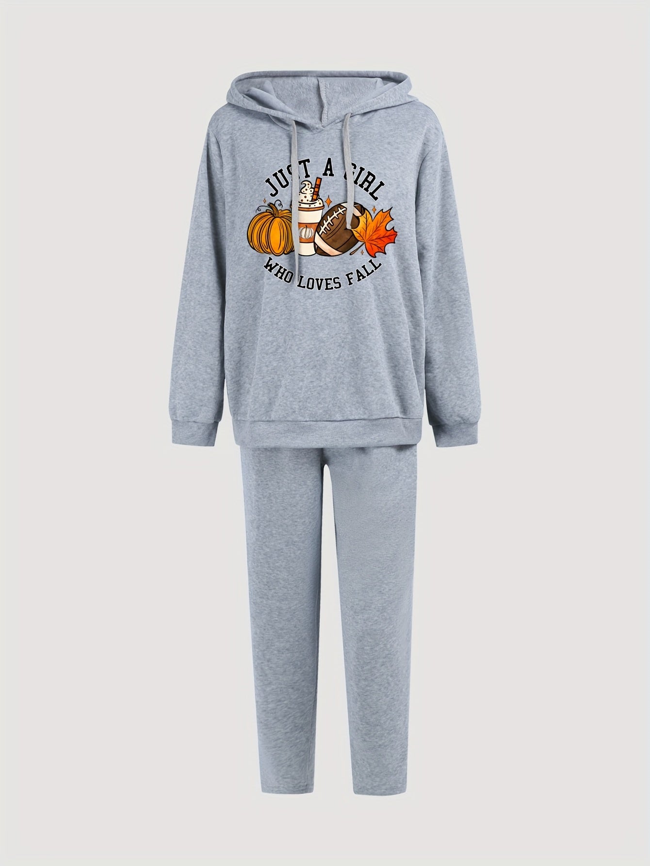 Leaf & Rugby Print Sweatshirt & Sweatpants Set