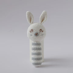 Crochet Rattle Teether Toy Knitted Rabbit Animal Doll with Bell