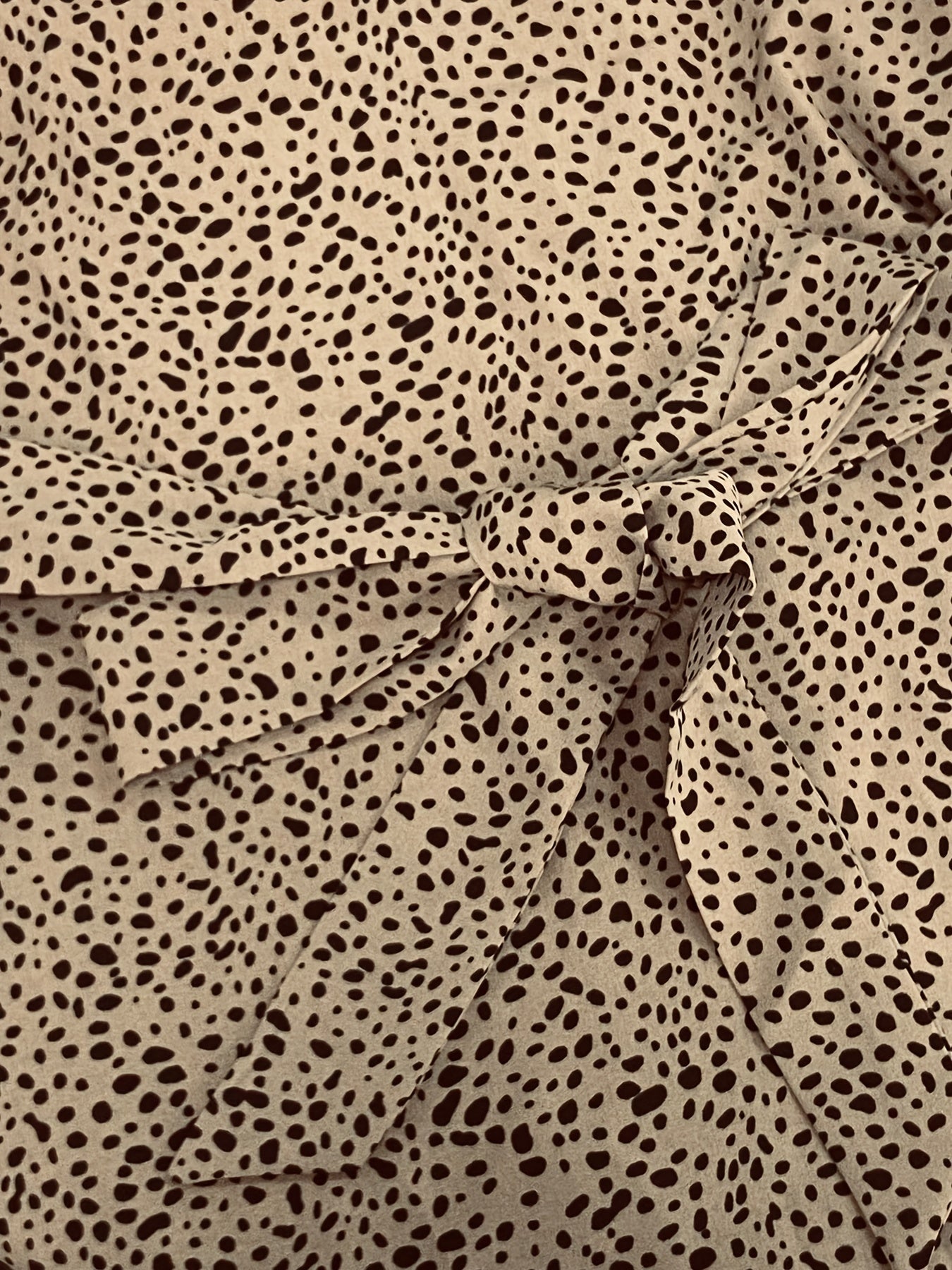 Leopard Print Dress Casual Drawstring Notched Neck Short Sleeve Dress