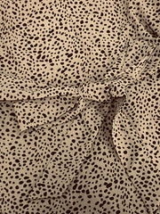 Leopard Print Dress Casual Drawstring Notched Neck Short Sleeve Dress