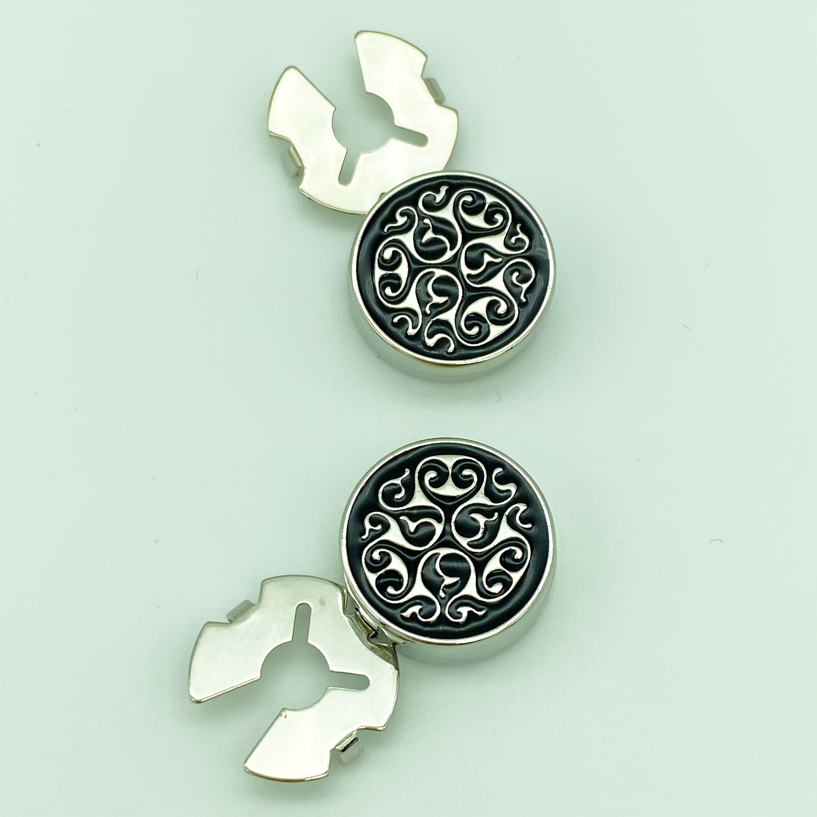 2pcs Minimalist Pattern Button Covers Hidden Buttons Shirt Decorative