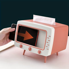 TV Shaped Tissue Storage Box Mobile Phone Holder