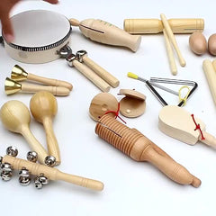 Orff Percussion Set: Bell Drum Sand Hammer Cymbal Clapper