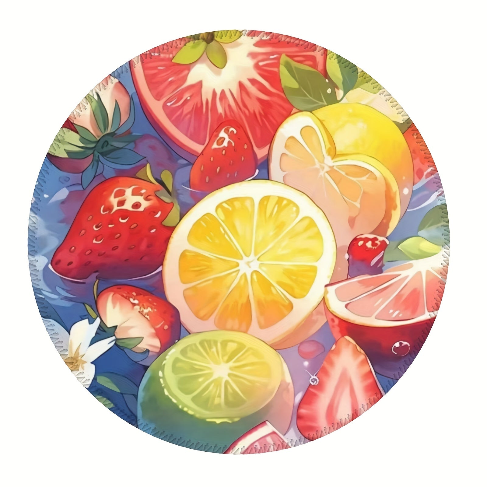 Fruit Pattern Round Mouse Pad 20x20cm for Games & Office