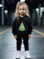 Girls 2pc Christmas Tree Hooded Sweatshirt & Sweatpants Set