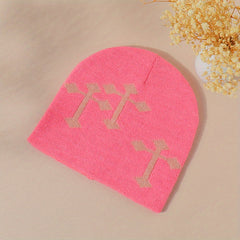 Cross Jacquard Gothic Beanie Candy Y2K Knitted Warm Beanie