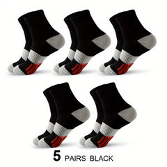 5 Pairs Men's Cotton Breathable Mid-calf Sport Socks