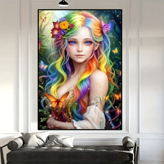 5D DIY Large Diamond Painting Butterfly Fairy Girl Pattern Set - Home Wall Decor