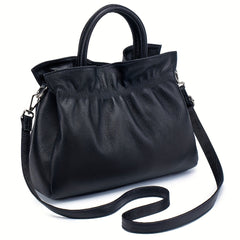 Leather Women's Handbag Detachable Shoulder Strap Lake Gray Beige