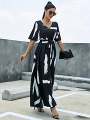 Flutter Sleeve Belted Maxi Dress for Women