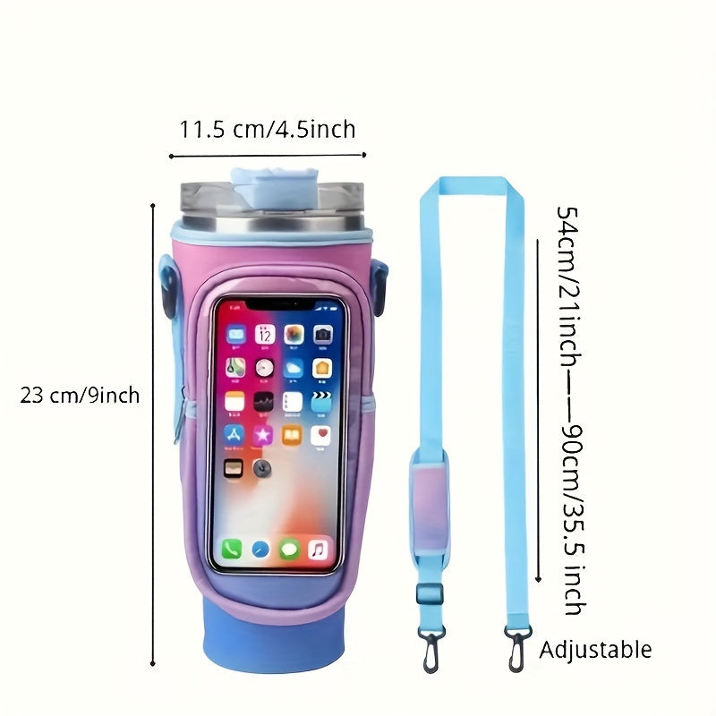 Water Bottle Carrier Bag With Phone Pocket Insulated Holder For 40oz Tumbler
