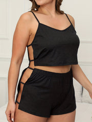 Sexy Pajamas Set Solid Strappy Cami Top & Shorts Two Piece Set