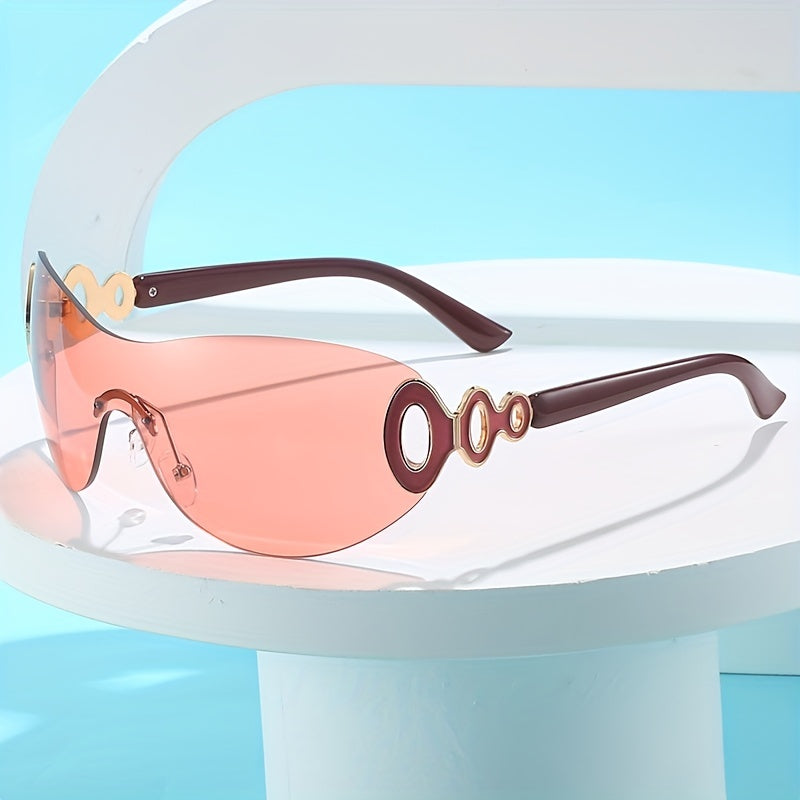 Y2K Rimless Sunglasses Gradient Shield UV400